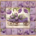 Vintage lila lapptäcke konsttryck