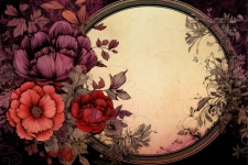 Vintage floral round frame template