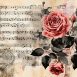 Vintage rose and music art print