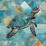 Nadruk patchworkowy z żółwiem morskim