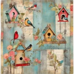 Birds And Bird House Art Print