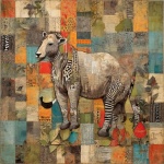 Okapi African Patchwork Art