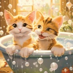 Kočka s bublinkovou koupelí