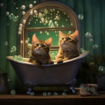 Kočka s bublinkovou koupelí