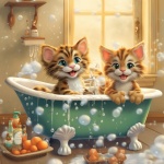 Kočky při perličkové koupeli