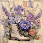 Vintage buty w kwiaty, sztuka