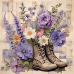 Vintage buty w kwiaty, sztuka