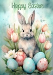Easter bunny rabbit greeting card
