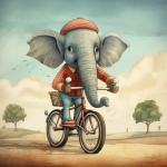 Elefánt lovaglás a bike art print