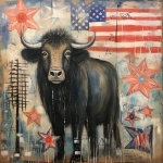 4th Of July Bull Art Print