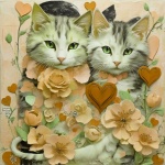 Floral heart cat art print