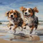 Sommerhunde laufen am Strand Art.-Nr