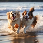 Summer Dogs running on beach Art