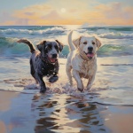 Hunde am Strand Kunstdruck