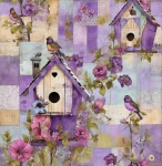 Purple Birdhouses Art Print