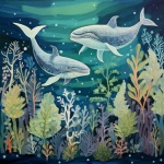 Whales underwater Art Print