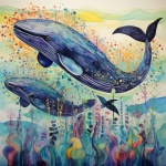Whales underwater Art Print