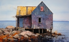 Abandoned harbor shack art print
