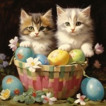Cesto di uova di Pasqua gattino art