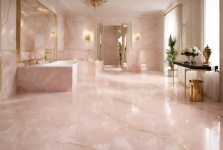 Luxe roze marmeren badkamer