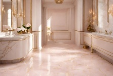 Roze en gouden marmeren badkamer