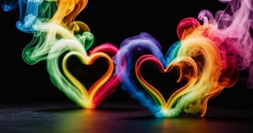Rainbow Smoky Hearts
