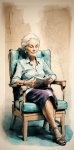 Senior Woman Reading Art