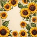 Sunflowers vintage frame