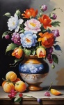 Still Life Of Flowers And Fruits
