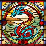 Dragón de vidrieras vibrantes