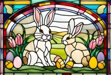Easter Bunnies Stained Glass