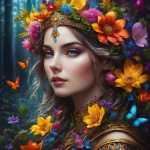 Alven drottning kvinna blommor