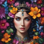Эльфийская королева-женщина с цветами
