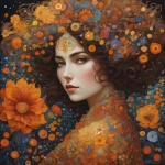 Fantasie vrouw bloemen kunst