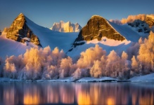 氷河の山々の風景雪