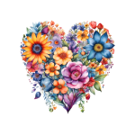 Clipart inimă cu flori