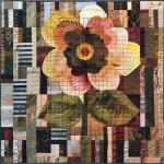 Floral patchwork quilt illustration