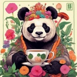Retro psychedelische thee Panda beer