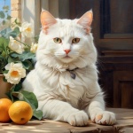 White Cat Portrait Art