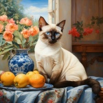 Siamese Cat Portrait Art