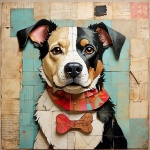 Arte vintage de cachorrinho em patchwork