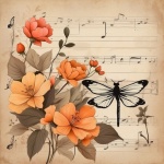 Vintage Music Floral Pattern Art