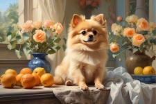 Pomeranian Dog Portrait Art