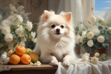 Pomeranian Dog Portrait Art Print