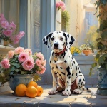 Dalmatian Puppy Dog Portrait Art