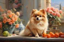 Pomeranian Dog Portrait Art Print