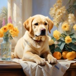 Labrador Welpe Portrait Kunstdruck