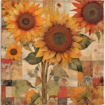Vintage Autumn Sunflower Patchwork