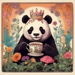 Retro panda psychedelische thee adverten