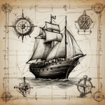 Nautiska antika fartygskonsttryck